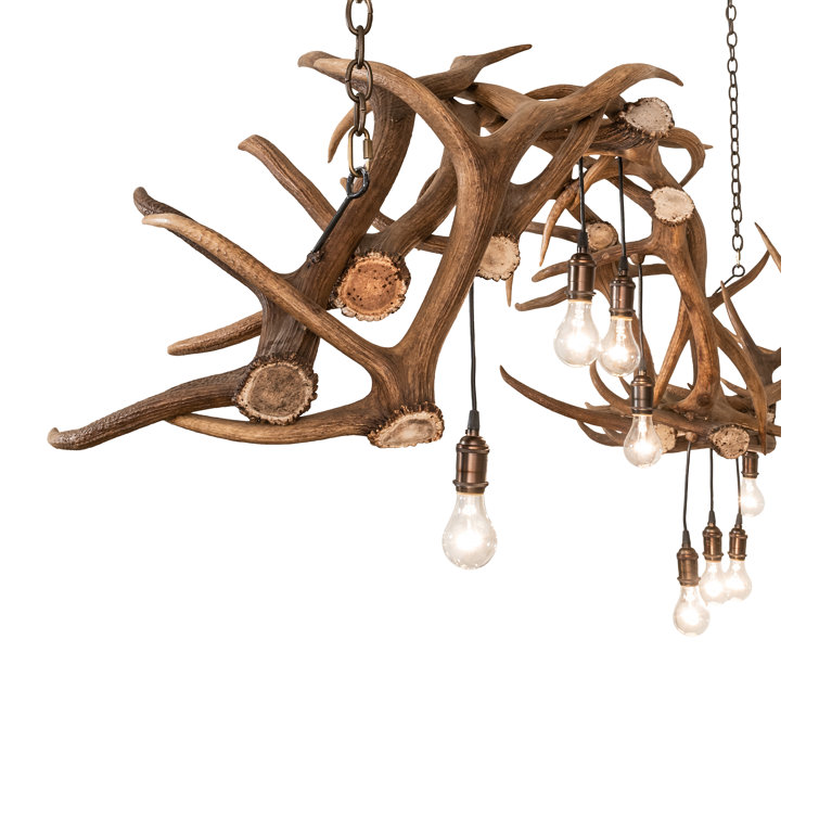 Rustic Antique Copper 74" 8-Light Antler Chandelier
