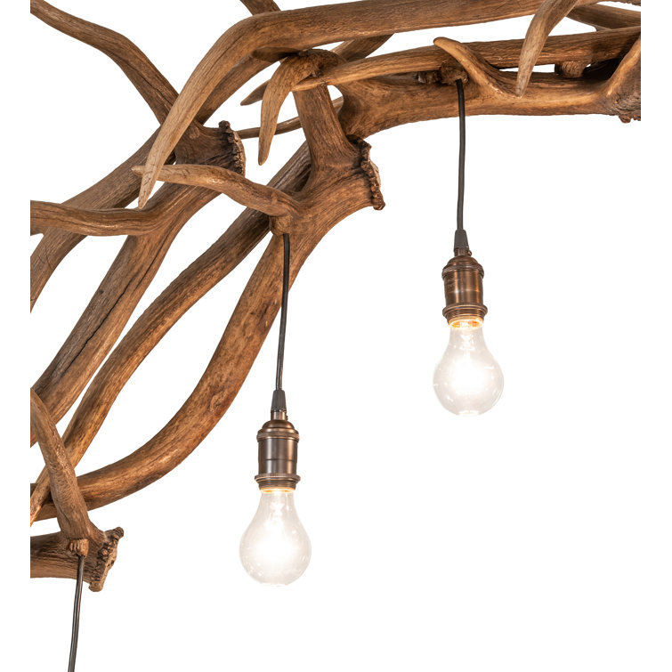 Rustic Antique Copper 74" 8-Light Antler Chandelier