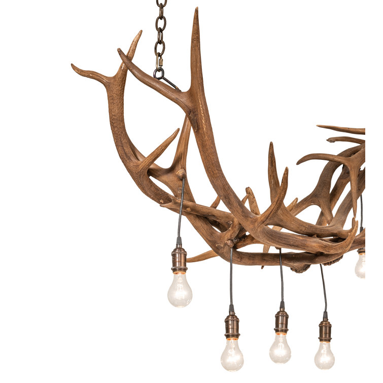 Rustic Antique Copper 74" 8-Light Antler Chandelier