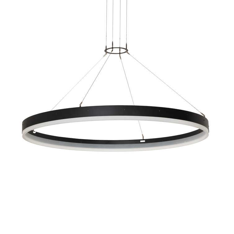 108" Textured Black LED Pendant Light with White Idalight Shade