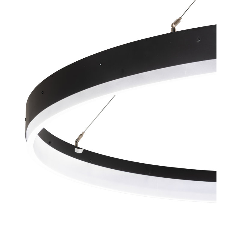 108" Textured Black LED Pendant Light with White Idalight Shade