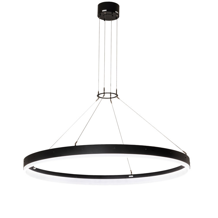 108" Textured Black LED Pendant Light with White Idalight Shade