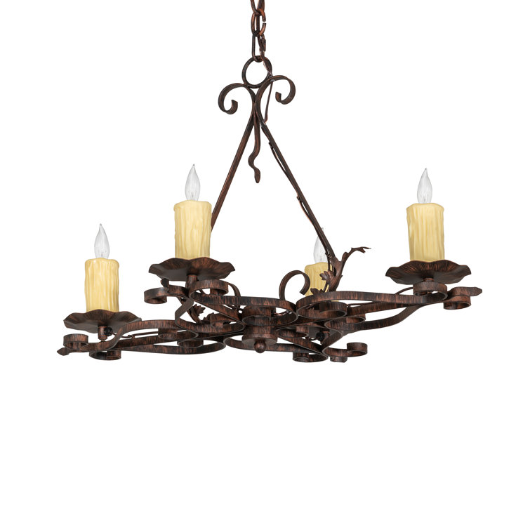 Bronze Mini Candle 4-Light Chandelier with Faux Candlelights