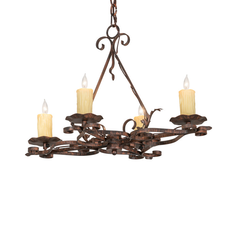 Bronze Mini Candle 4-Light Chandelier with Faux Candlelights