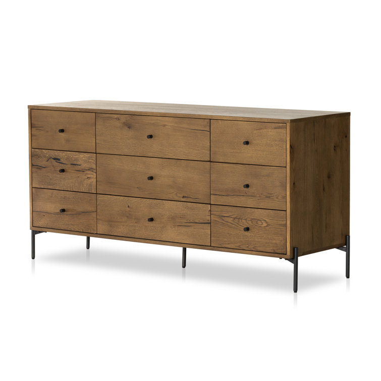 Amber Oak 9-Drawer Dresser with Soft Close and Levelers