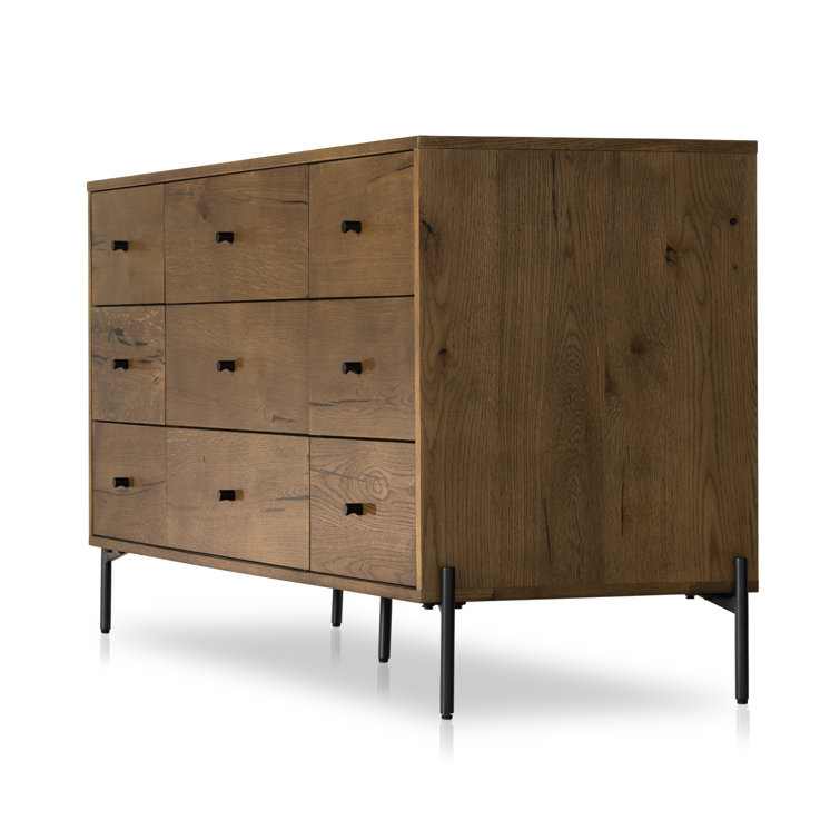 Amber Oak 9-Drawer Dresser with Soft Close and Levelers