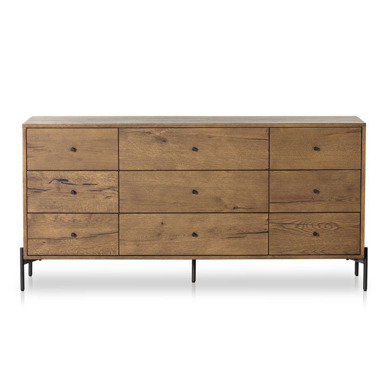 Amber Oak 9-Drawer Dresser with Soft Close and Levelers