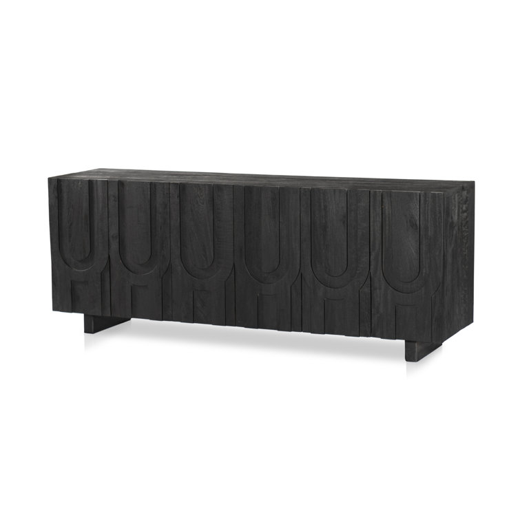 Dark Totem Black Reclaimed Wood Media Console with Cabinet