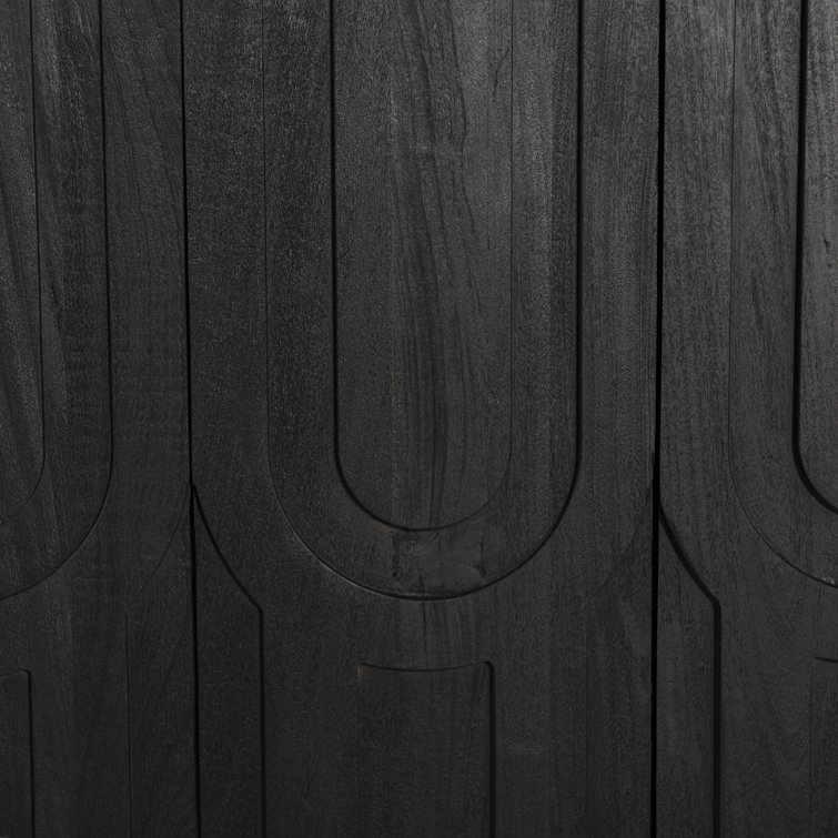 Dark Totem Black Reclaimed Wood Media Console with Cabinet