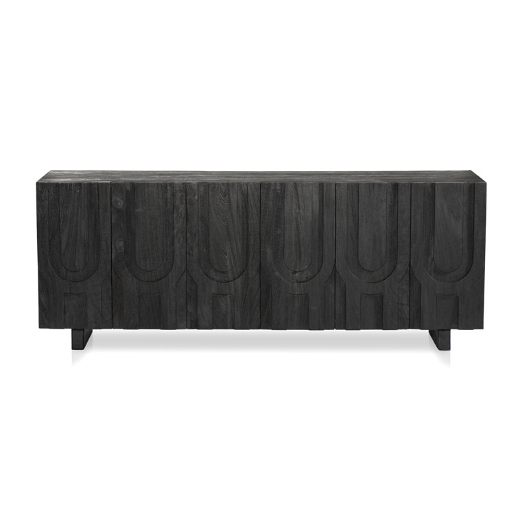 Dark Totem Black Reclaimed Wood Media Console with Cabinet