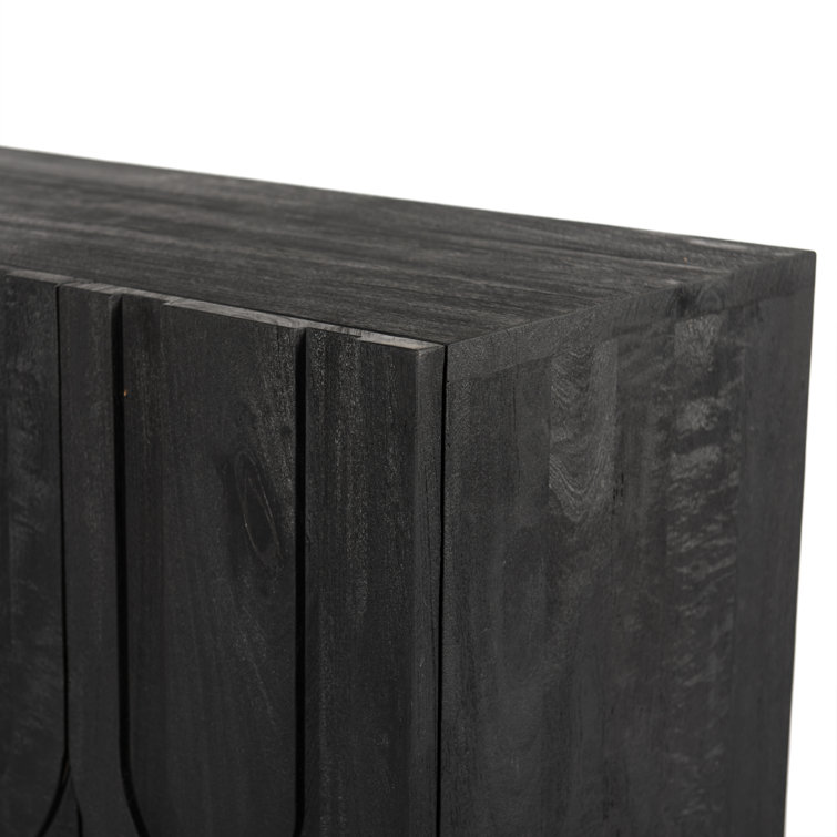 Dark Totem Black Reclaimed Wood Media Console with Cabinet