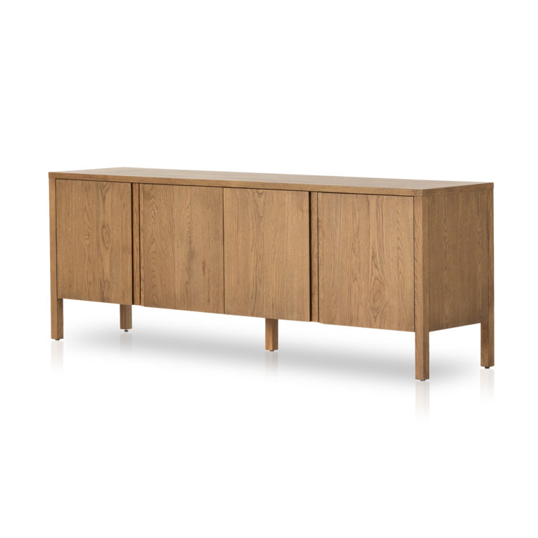 Amber Oak Solid Wood Media Console with Cabinets