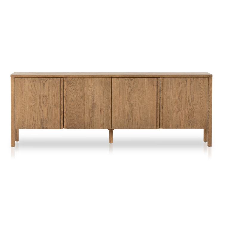 Amber Oak Solid Wood Media Console with Cabinets