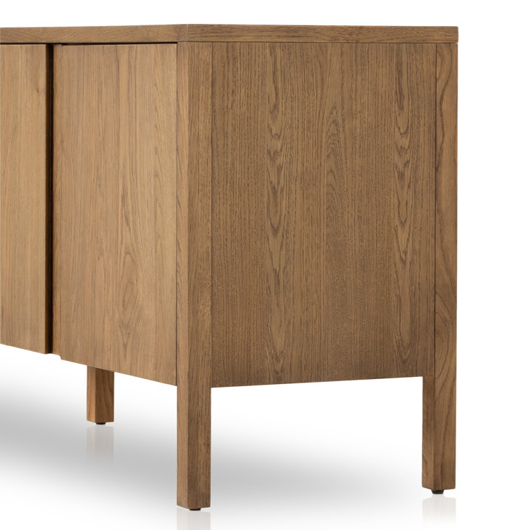 Amber Oak Solid Wood Media Console with Cabinets