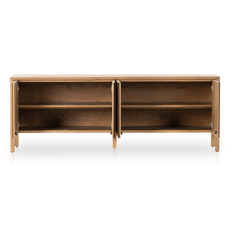 Amber Oak Solid Wood Media Console with Cabinets