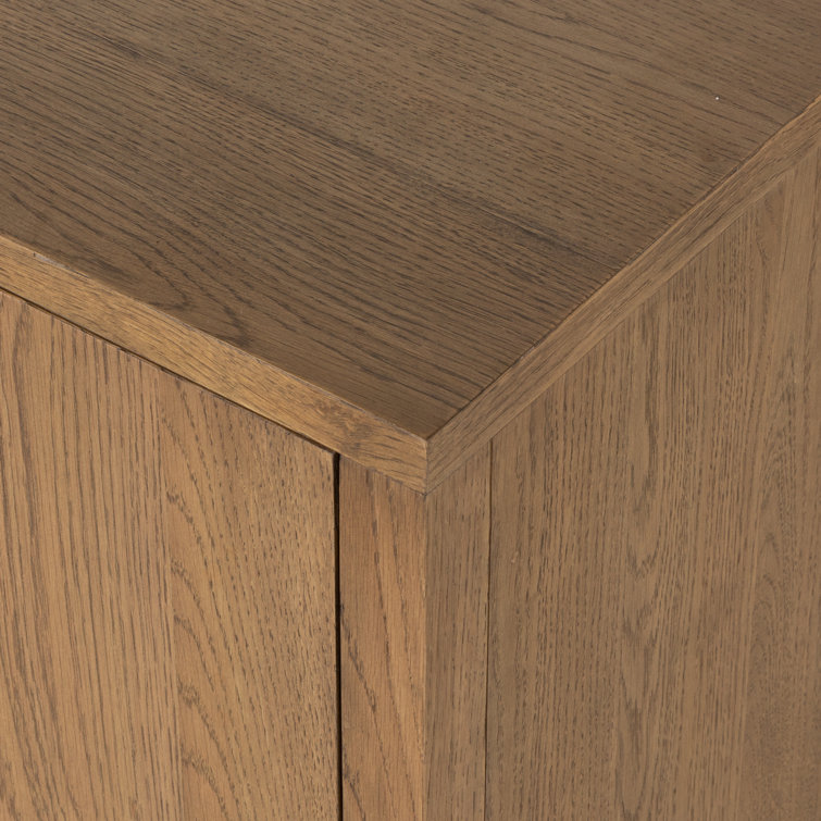Amber Oak Solid Wood Media Console with Cabinets