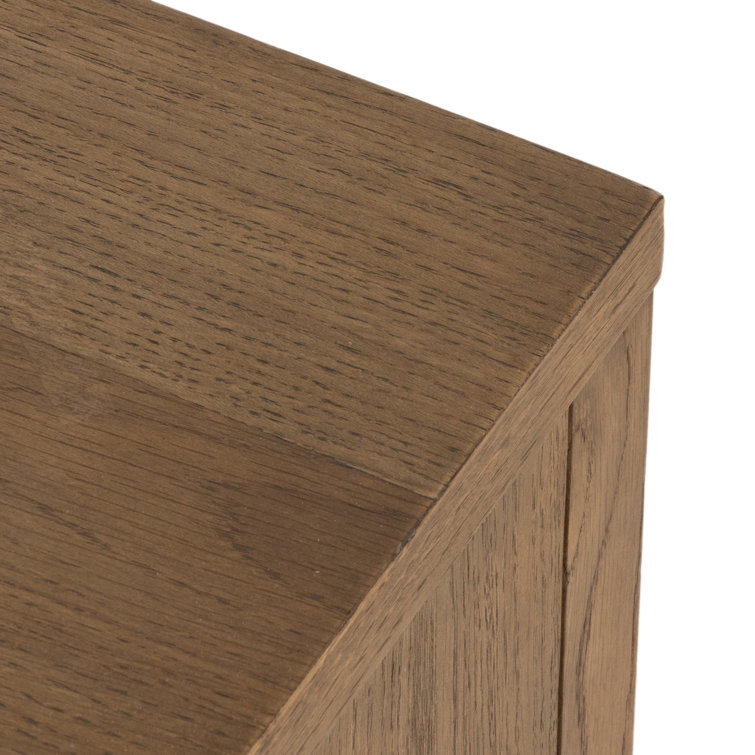 Amber Oak Solid Wood Media Console with Cabinets