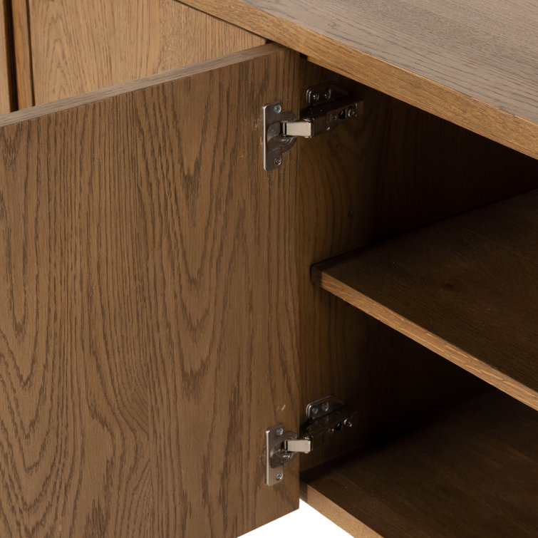 Amber Oak Solid Wood Media Console with Cabinets