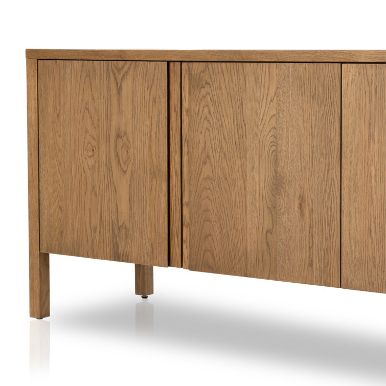 Amber Oak Solid Wood Media Console with Cabinets