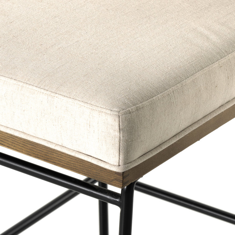 Savile Flax Cream Counter Stool with Black Iron Frame