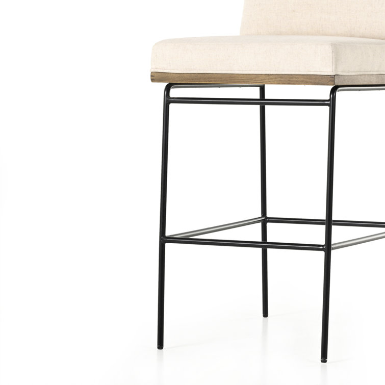 Savile Flax Cream Counter Stool with Black Iron Frame