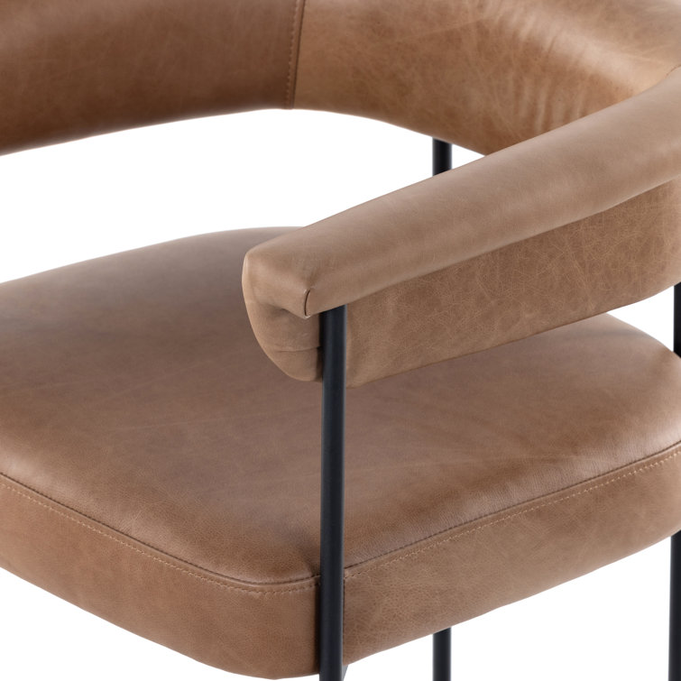 Contemporary Chaps Saddle Brown Leather Counter Stool with Matte Black Metal