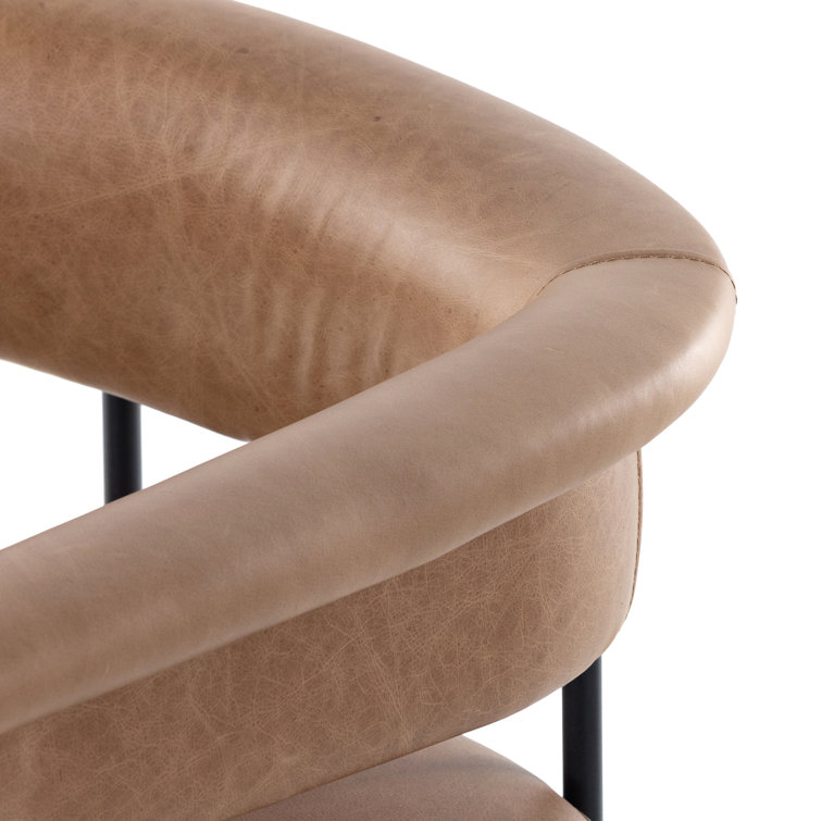 Contemporary Chaps Saddle Brown Leather Counter Stool with Matte Black Metal