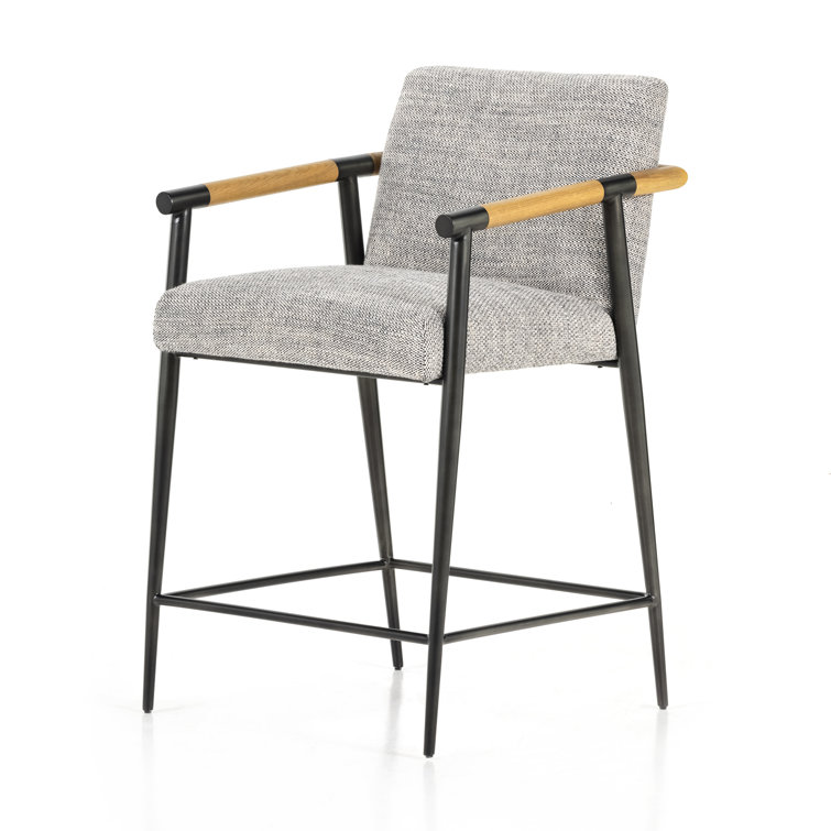 Toasted Oak and Thames Raven Leather Counter Stool with Carbon Black Frame