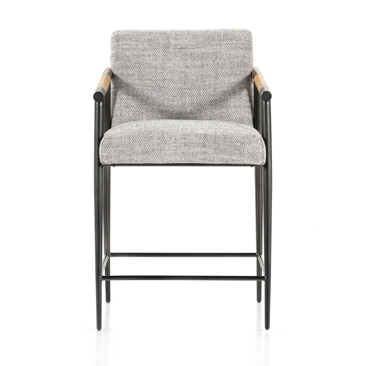 Toasted Oak and Thames Raven Leather Counter Stool with Carbon Black Frame