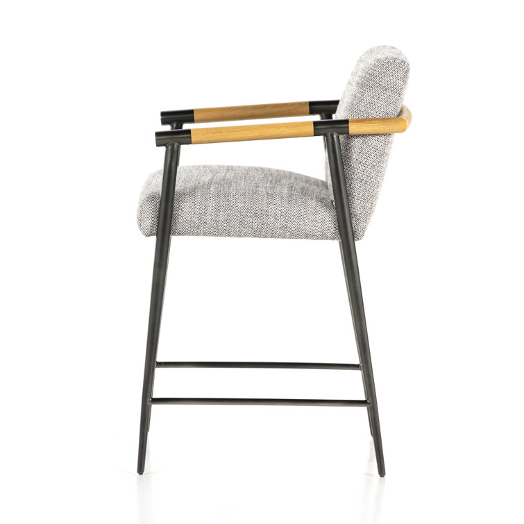 Toasted Oak and Thames Raven Leather Counter Stool with Carbon Black Frame