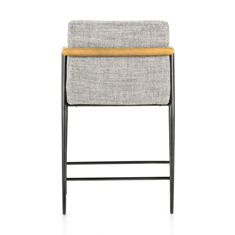 Toasted Oak and Thames Raven Leather Counter Stool with Carbon Black Frame