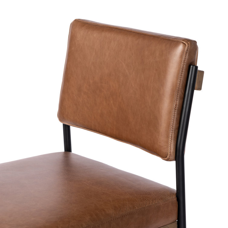 Ellie Sonoma Chestnut Leather Bar Stool with Black Iron Frame