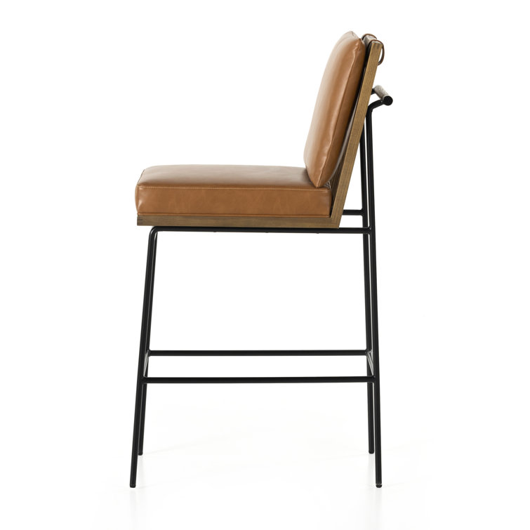 Sierra Butterscotch Faux Leather Bar Stool with Black Iron Frame