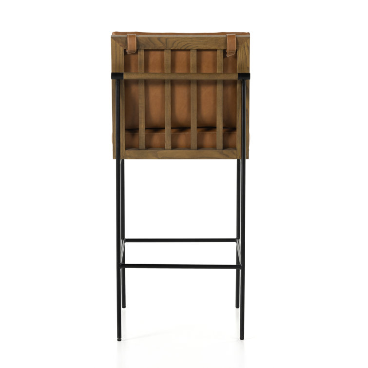 Sierra Butterscotch Faux Leather Bar Stool with Black Iron Frame