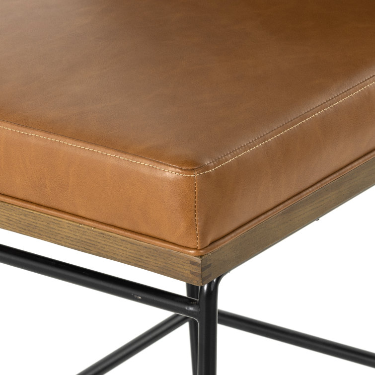 Sierra Butterscotch Faux Leather Bar Stool with Black Iron Frame