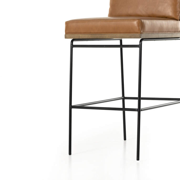 Sierra Butterscotch Faux Leather Bar Stool with Black Iron Frame