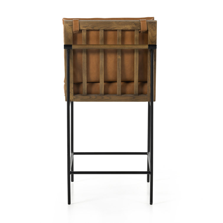 Sierra Butterscotch Leather and Oak Counter Stool