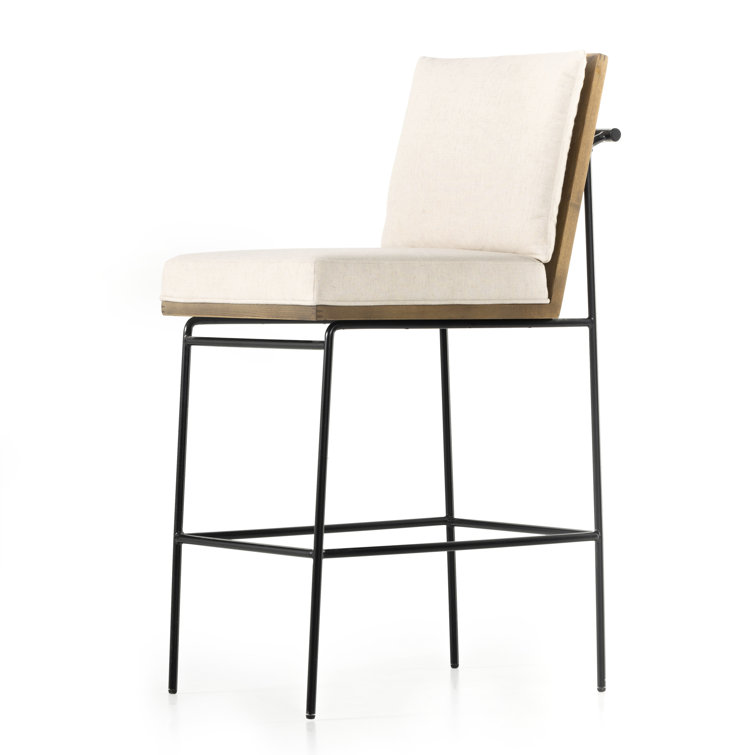 Savile Flax Cream Counter Stool with Black Iron Frame