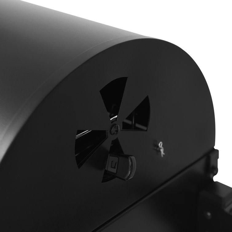 Compact Black Steel Portable Charcoal Grill with Warming Rack