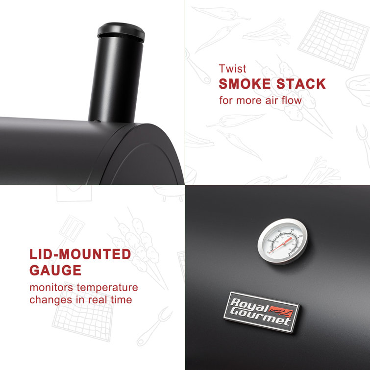Royal Gourmet 30" Black Barrel Charcoal Grill with Smoker