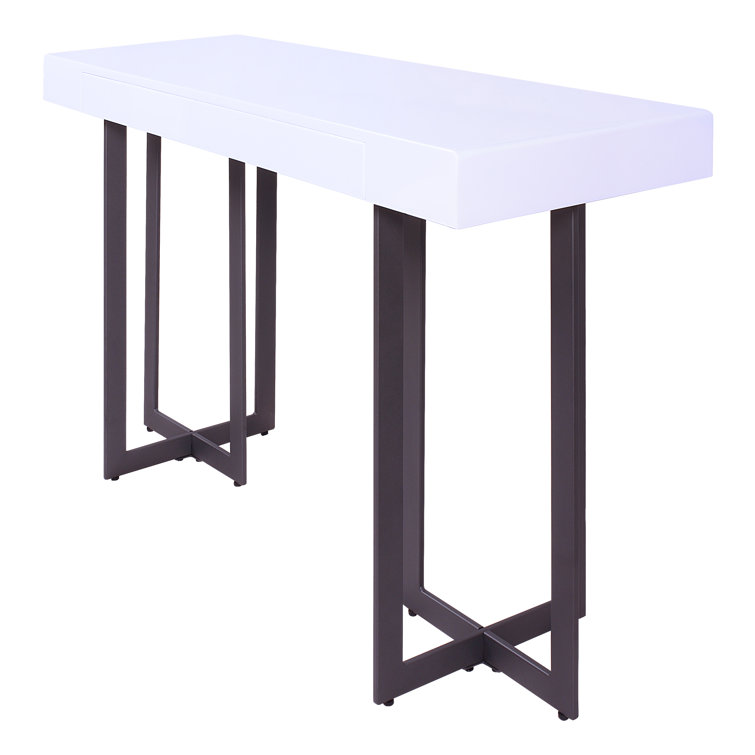 Vasket White and Black Metal Console Table with Storage