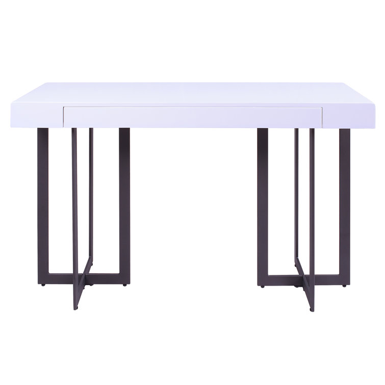 Vasket White and Black Metal Console Table with Storage