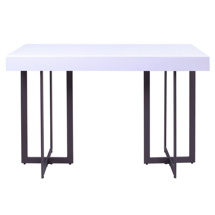 Vasket White and Black Metal Console Table with Storage