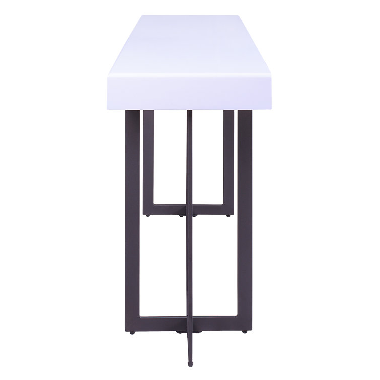 Vasket White and Black Metal Console Table with Storage