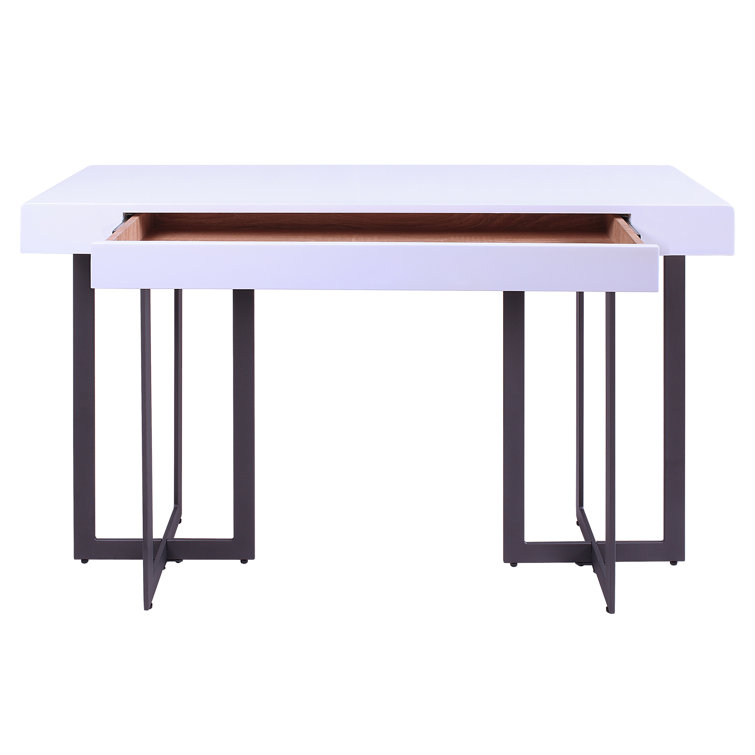 Vasket White and Black Metal Console Table with Storage