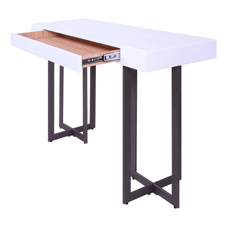 Vasket White and Black Metal Console Table with Storage