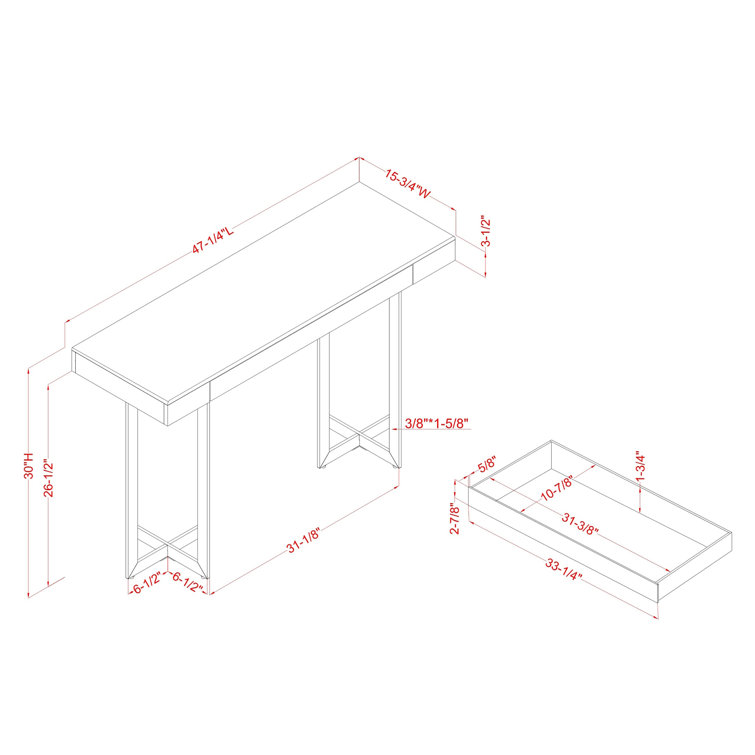 Vasket White and Black Metal Console Table with Storage