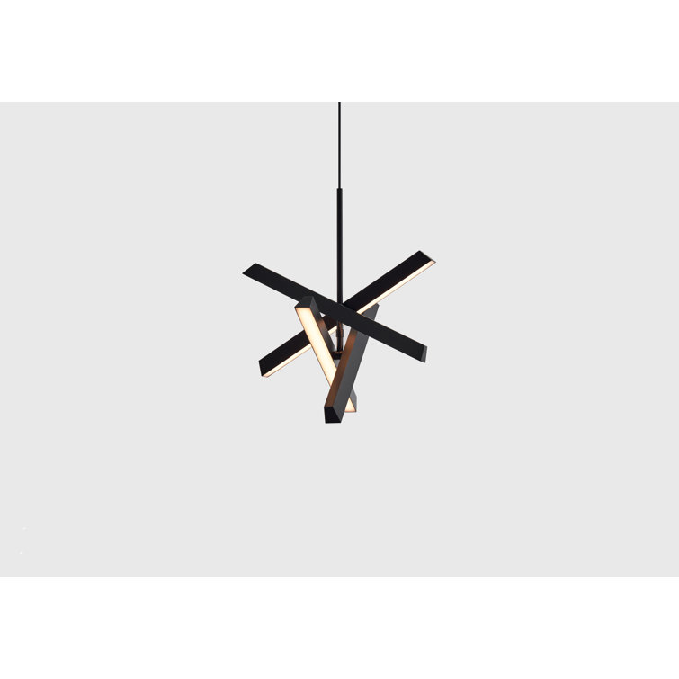 Matte Black 4-Light LED Geometric Pendant with Adjustable Length
