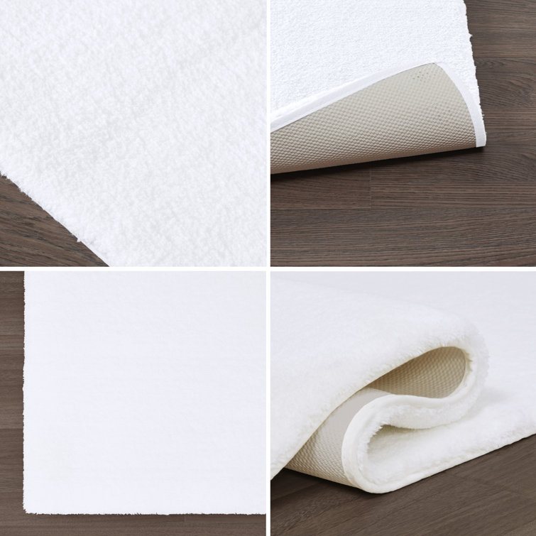 Luxurious White Microfiber Quick-Dry Non-Slip Bath Rug