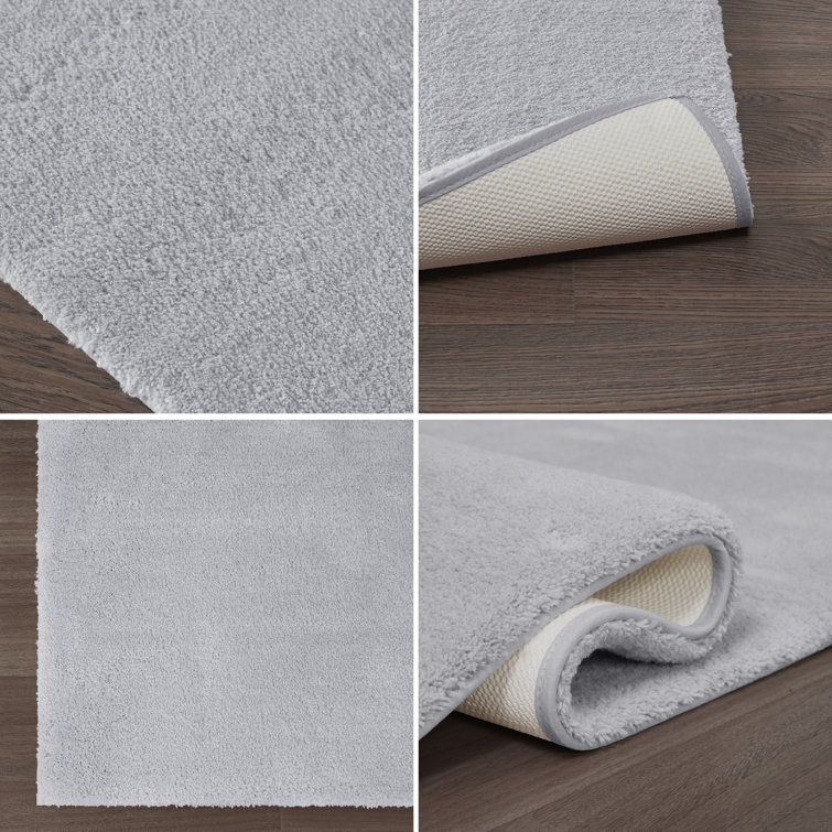 Luxurious Gray Microfiber Quick-Dry Spa Bath Rug